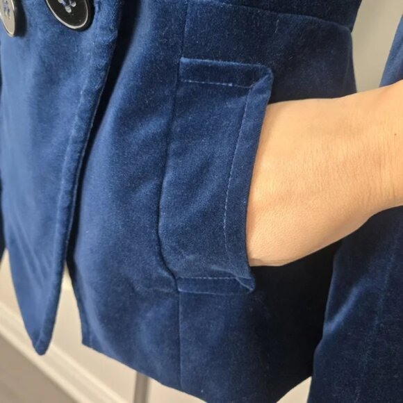 Bebe Blue Velvet Double Breasted Blazer Size Medium - Picture 6 of 17